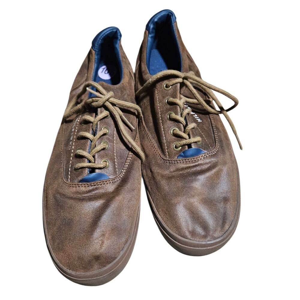 Tommy Hilfiger Men’s Brown Suede Sneakers Navy Blue Accents Low Top Size 10.5